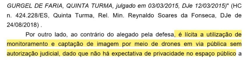 Trecho da decisão do STJ no REsp 2.229.183 sobre drone em via pública