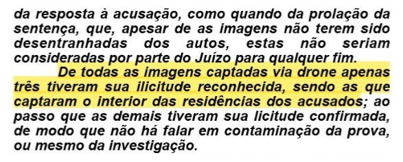 Trecho do acórdão do TJRS sobre as imagens de drone do interior das residências
