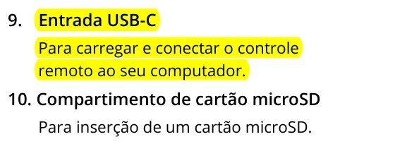 Trecho do manual do DJI RC 2 sobre a entrada USB-C marcado